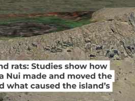 Scientists used drones to produce this 3D model of Rano Raraku, the volcanic crater where 95% of Rapa Nui’s giant statues were carved. Lipo et al., 2025, PLOS One, CC BY